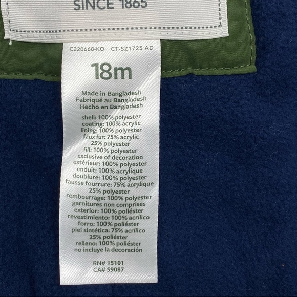 Carter’s Baby Boys Hooded Parka Jacket/Coat NWT - Picture 7 of 8